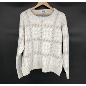 NWT 525 Women's Houndstooth Pullover Sweater Size L White/Gray Soft Warm Cozy